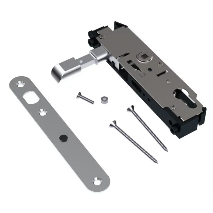 Bloc serrure encastré pour portail PVC 50 x 50